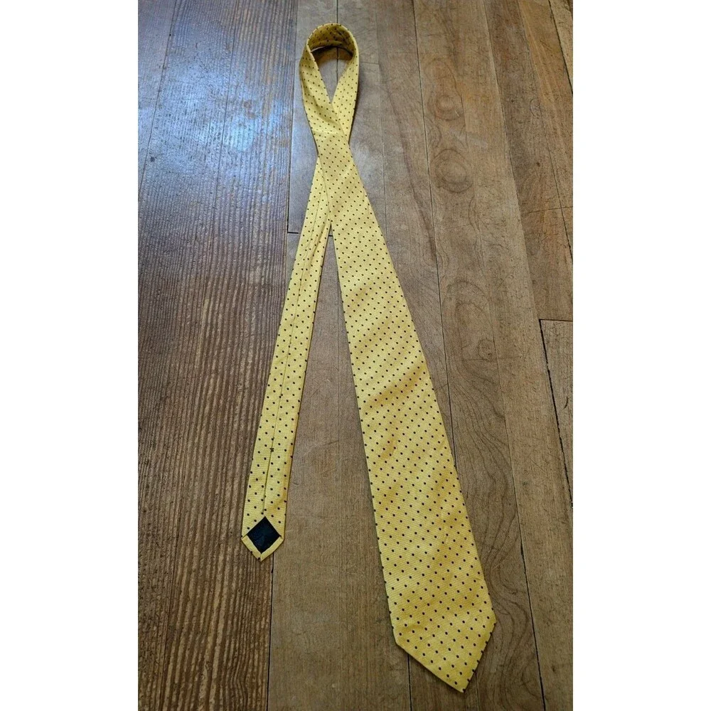 Brooks Brothers 346 Silk Tie Repp Yellow Navy Spotted Dot Necktie Business Suit